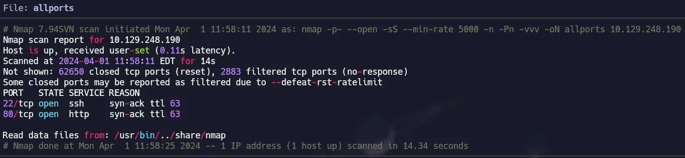 Nmap Results: Open Ports